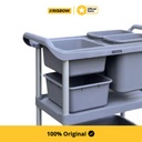Krisbow Ukuran S Troli Kebersihan 3 Tingkat - Abu-Abu Cleaning Cart Peralatan Kebersihan Perabotan Bersih-Bersih Trolley Kebersihan