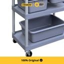 Krisbow Ukuran S Troli Kebersihan 3 Tingkat - Abu-Abu Cleaning Cart Peralatan Kebersihan Perabotan Bersih-Bersih Trolley Kebersihan