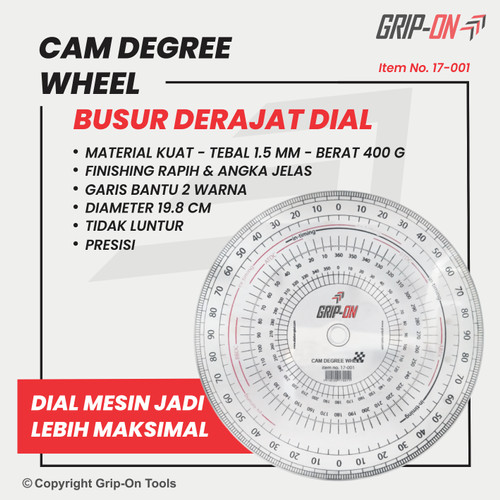 Grip-On Busur Derajat Dial Camshaft non set Cam Degree Wheel