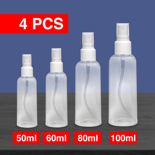 PAKET Botol Spray Refill 50 60 80 100 ml 4 PCS Plastik - Isi Ulang