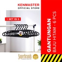 Gantungan Baju H06 Hitam - Hanger isi 6 Pcs / Set Kenmaster - GANT075
