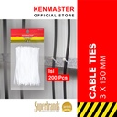 Kenmaster Cable Ties 3 X 15 cm X 200 Pcs Putih - CABL014