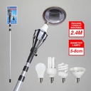 Paket Lampu 7Watt + Tongkat Lampu KM-021-8 Jari / 2.4 Meter Kenmaster