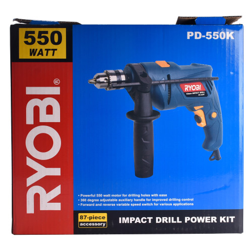 Ryobi Mesin Bor Impact Drill Set PD-550K / Bor Tembok + Busa+FaceShiel