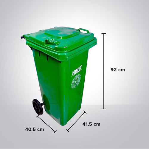 Kent Tempat Sampah Roda Plastik KT-120G Green/Tong Sampah 92CM-TONG019