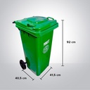 Kent Tempat Sampah Roda Plastik KT-120G Green/Tong Sampah 92CM-TONG019