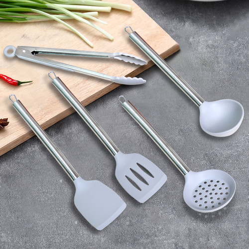 Vima Home Silicone Spatula + Stainless Cooking Set - Gray