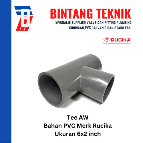 Reducer Tee (Vlok Tee) 6" x 2" inch PVC Rucika AW