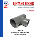 Reducer Tee (Vlok Tee) 6" x 2" inch PVC Rucika AW