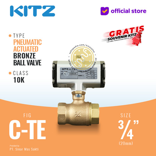 Pneumatic Ball Valve Bronze KITZ Fig. C-TE , 3/4" - 20mm, Drat / Screw