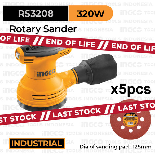 Rotary Orbital Sander (5") INGCO RS3208 - Mesin Amplas Bulat 5 Inch