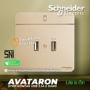 Stop Kontak USB 2Gang 2 Gang SCHNEIDER Avatar On Putih Gold Grey Wood