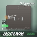 Stop Kontak USB 2Gang 2 Gang SCHNEIDER Avatar On Putih Gold Grey Wood