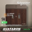 Stop Kontak USB 2Gang 2 Gang SCHNEIDER Avatar On Putih Gold Grey Wood
