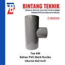 Reducer Tee (Vlok Tee) 6" x 2" inch PVC Rucika AW