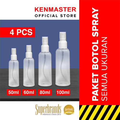 [EZM.2500114] PAKET Botol Spray Refill 50 60 80 100 ml 4 PCS Plastik - Isi Ulang