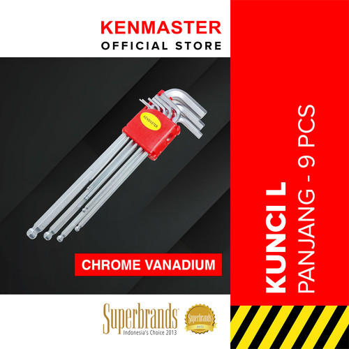 [EZM.2500119] Kenmaster Kunci L 9Pcs Panjang CRV Long - KNCL034