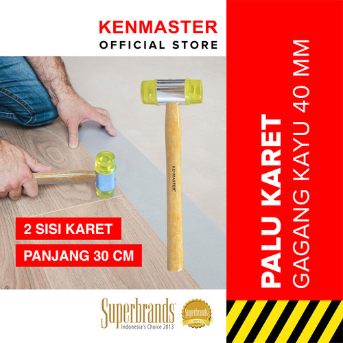 [EZM.2500127] Kenmaster Palu Karet 40mm Gagang Kayu Kuning - PLKR009