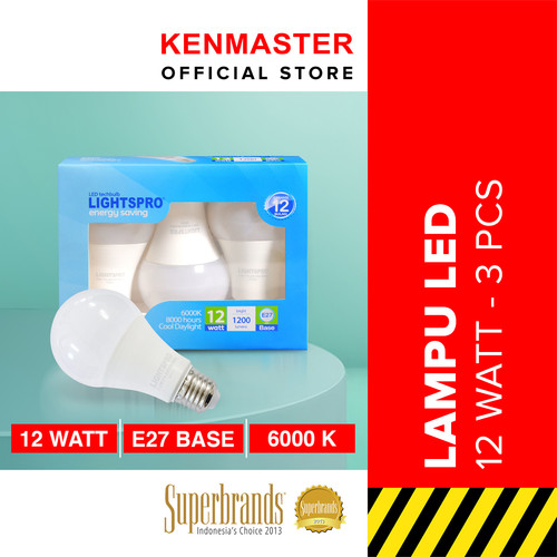 [EZM.2500226] Lampu LED 12 Watt White 3 PCS / Pack Lightspro / Lampu LED / LAMP280
