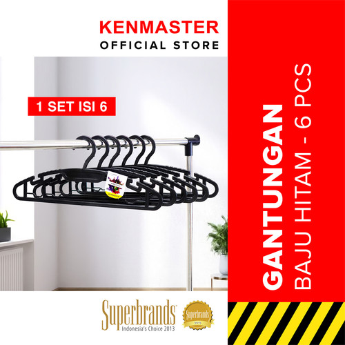 [EZM.2500255] Gantungan Baju H06 Hitam - Hanger isi 6 Pcs / Set Kenmaster - GANT075