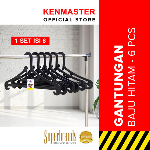 [EZM.2500256] Gantungan Baju H01 Hitam - Hanger isi 6 Pcs / Set Kenmaster - GANT058