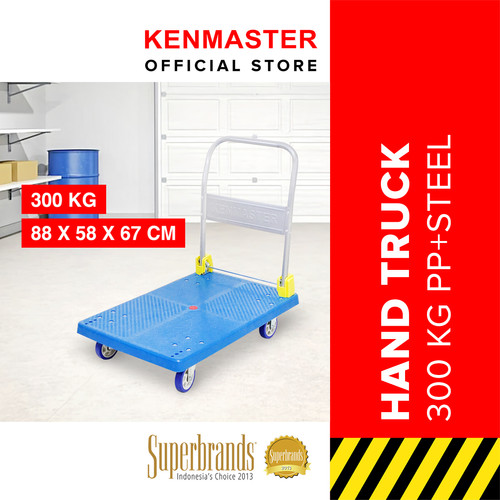 [EZM.2500277] Kenmaster Hand Truck 300KG KM-300 PP+STEEL / Troli Lipat Dorong Biru