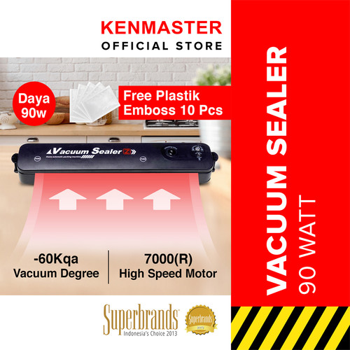 [EZM.2501178] Kenmaster Vacum Sealer Mesin Press Plastik KM-1952 Free 10 Pcs Plastik