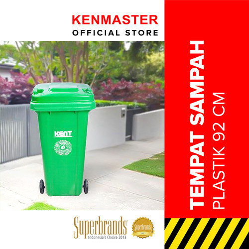 [EZM.2500331] Kent Tempat Sampah Roda Plastik KT-120G Green/Tong Sampah 92CM-TONG019
