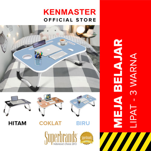 [EZM.2500345] Meja Belajar Lipat / Meja Computer Biru SY-CT-6 Tempat Minum + HP
