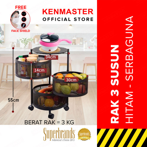 [EZM.2500384] Kenmaster Rak 3 Susun Serbaguna KM-H09 FREE FACE SIELD/Rak Susun +Roda