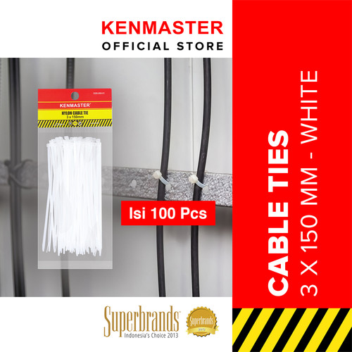 [EZM.2500427] Kenmaster Cable Ties 3x15cmx100Pcs WHITE - 1 PACK