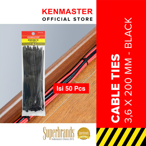 [EZM.2500430] Kenmaster Cable Ties 3.6X20cmX50Pcs BLACK - 1 PACK