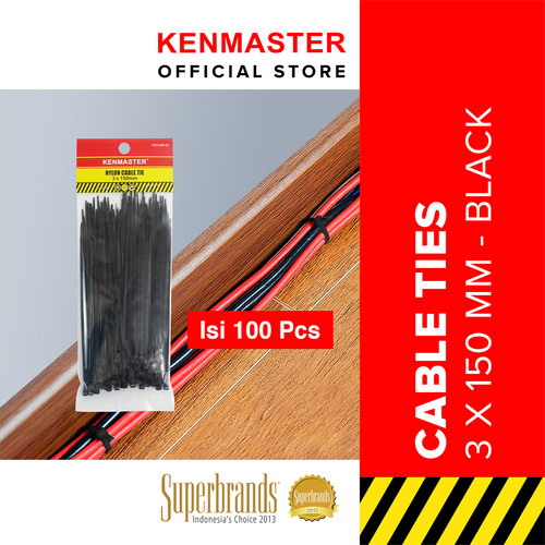 [EZM.2500432] Kenmaster Cable Ties 3x15cmx100Pcs Black 1 PACK