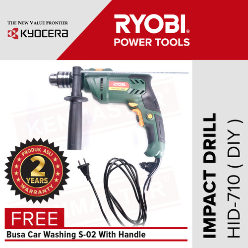 [EZM.2500442] Ryobi Mesin Bor HID-710 / Impact Drill HID-710 FREE Busa +Face Shield
