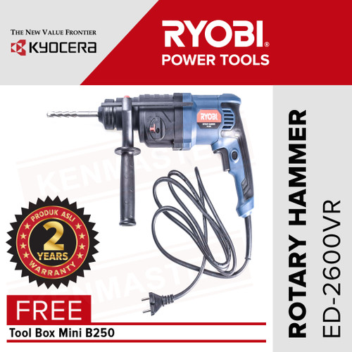 [EZM.2500453] Ryobi Rotary Hammer ED-2600 Bor Beton 4 Mode 26mm+ToolBox+FaceShield