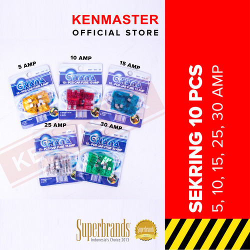[EZM.2500665] Sekring Colok Besar / Gede 5-30 AMP Isi 10 Pcs Per Pack - Warna Random