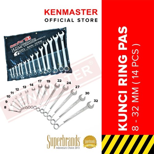 [EZM.2500913] Sunflex Kunci Ring Pas 14Pcs 8mm - 32mm CRV