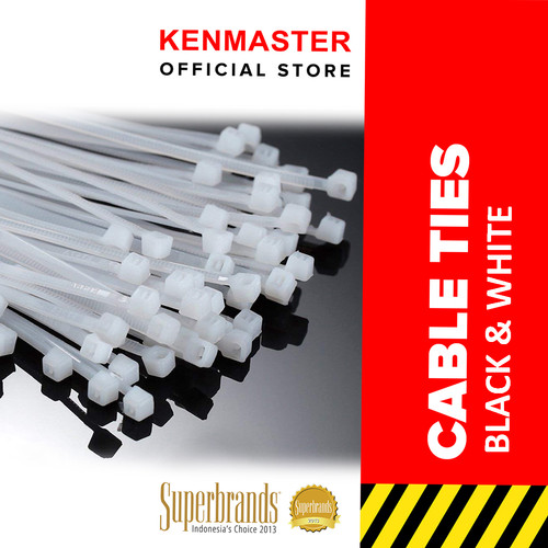[EZM.2500983] Kenmaster Cable Ties 3X10cmX100Pcs Black + White ( 2 Pack )