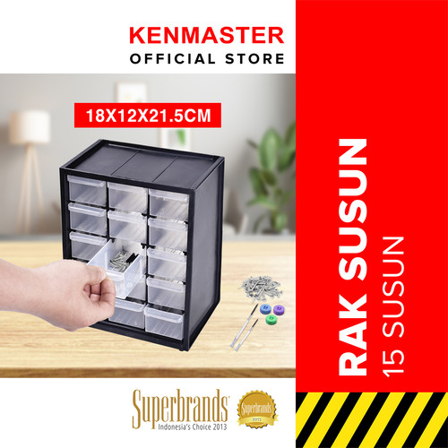 [EZM.2501055] Kenmaster Rak Susun Drawer 15 Kompartemen