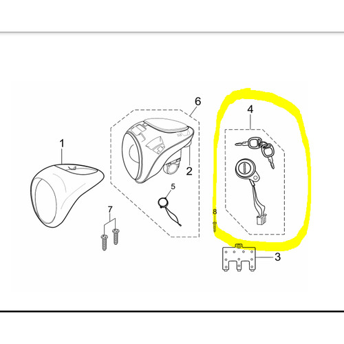 [EZM.1150100] Kunci Kontak Sepeda Listrik U1 / Key Set E-Bike U1