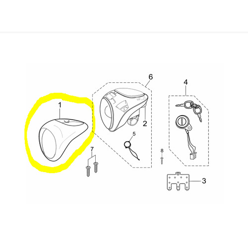 [EZM.1150102] Cover Lampu Depan Sepeda Listrik Viar U1 / Fr Headlight Cover