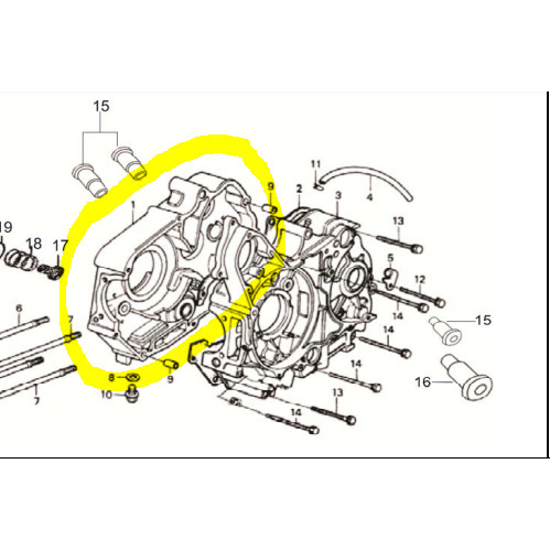 [EZM.1150830] Crankcase R Mesin Kanan Viar Roda Tiga Karya Bit 100 Tahun 2015