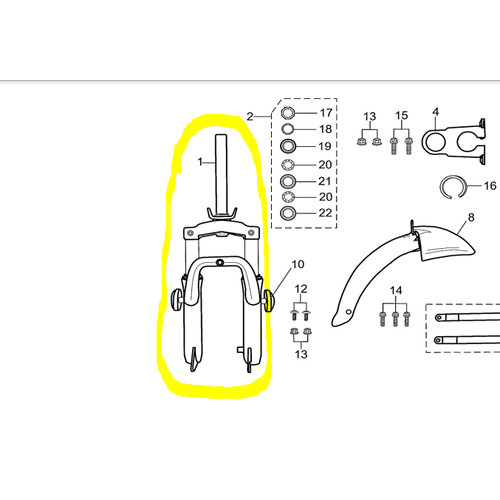 [EZM.1150833] Segitiga Set Sokbeker Sepeda Listrik E-Bike UNO / Steering Steem Assy