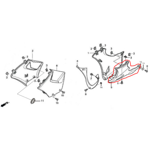 [EZM.1150136] Cowl L Middle Kanan Tengah Viar Roda 2 Vix R 150 cc Rev