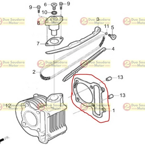 [EZM.1150174] Paking Blok Viar Roda Dua Tipe Vio R/ Gasket Cylinder Block Vio R