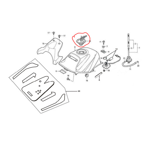 [EZM.1150181] Karet Tutup Tanki Sepeda Motor Viar Vix-R 150 cc Cap Comp Fuel Filler