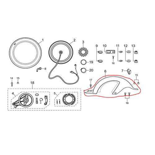 [EZM.1150229] Spakbor Belakang Sepeda Listrik Viar CARAKA & C2 / Rear Fender E-Bike